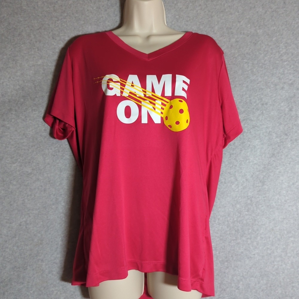 Sport Tek Pickleball Look Game On Graphic T-Shirt Womens XL Red